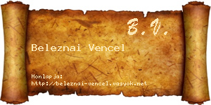 Beleznai Vencel névjegykártya